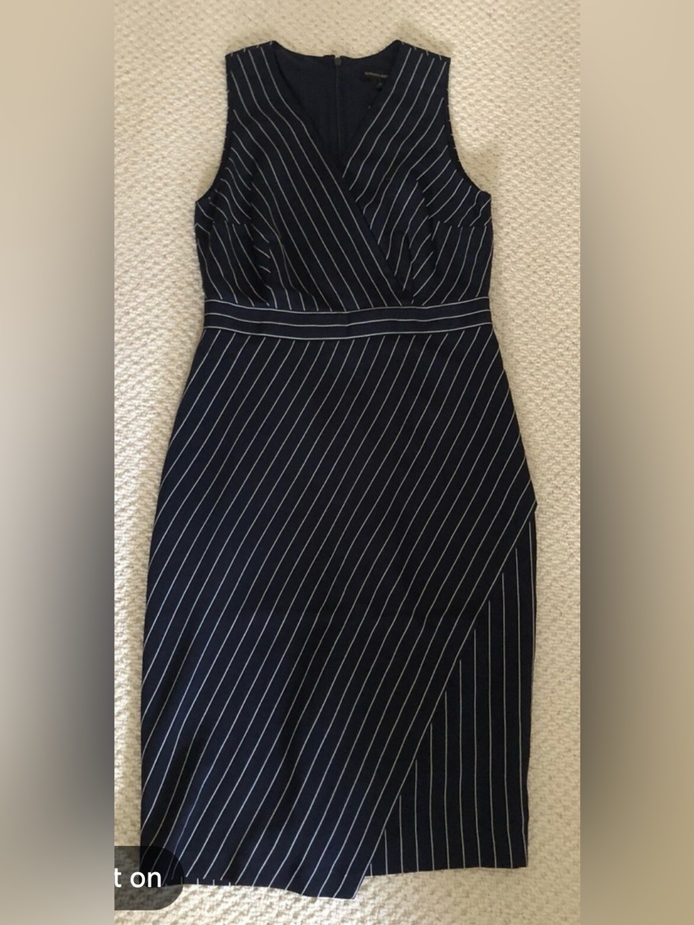 Banana Republic Navy Pinstripe Wrap-Style Sheath Dress